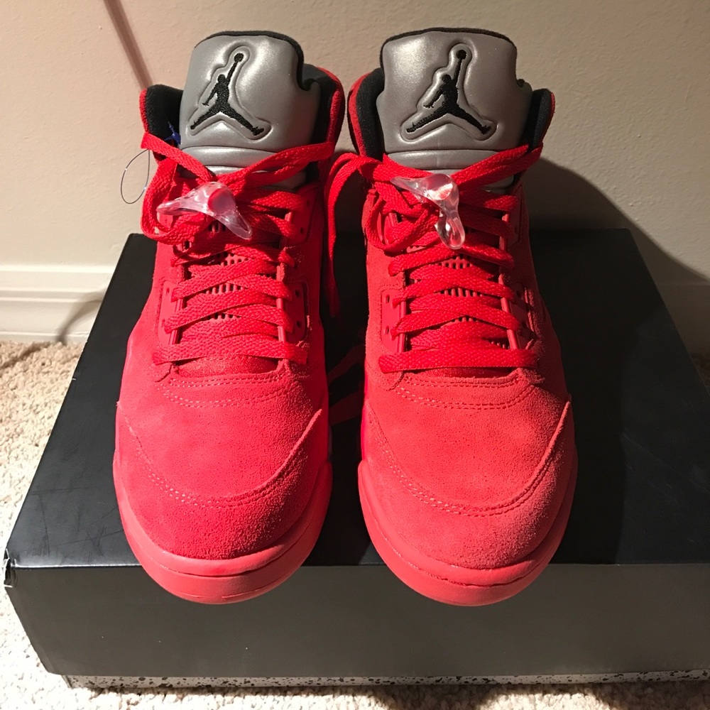 💯Jordan 5 red suede